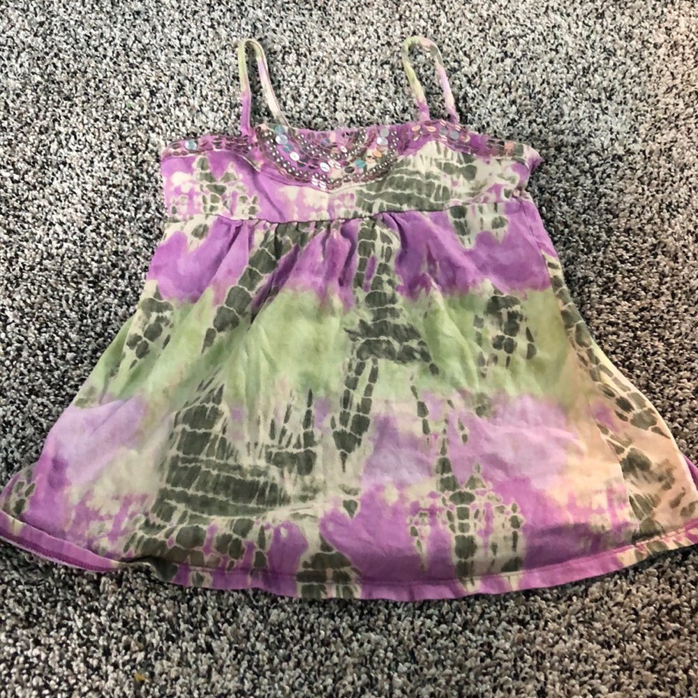 Light purple, green, and olive tank top